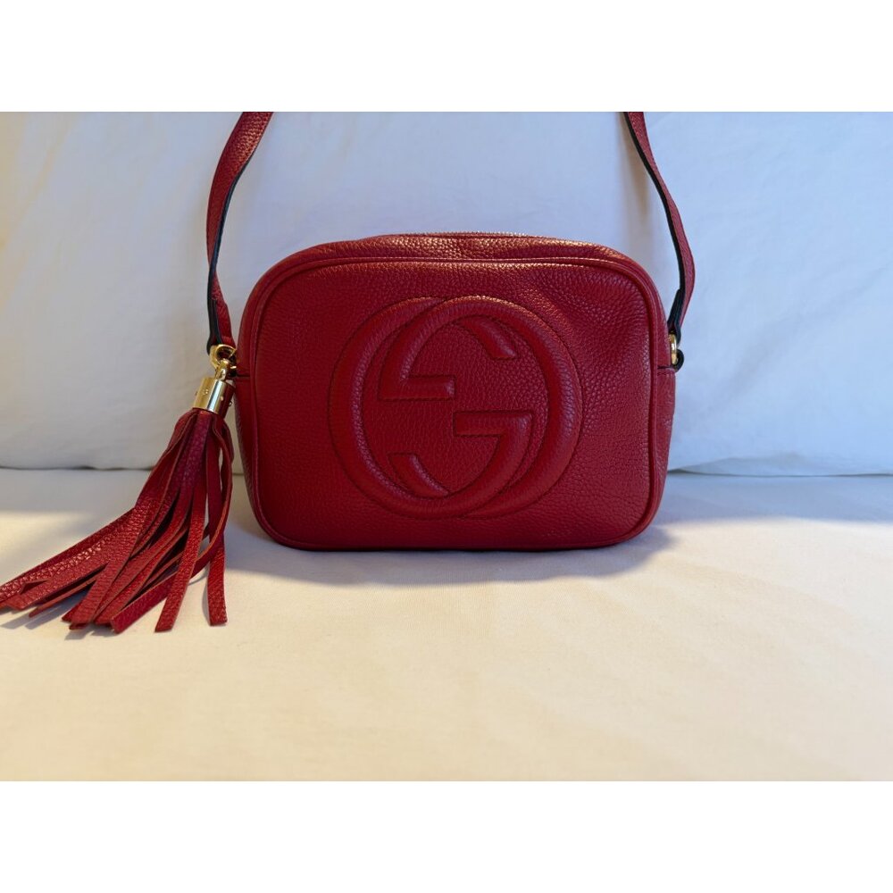Gucci Soho Disco Bag Red Leather Crossbody w/ Tassel & Dust Bag - Picture 4 of 13